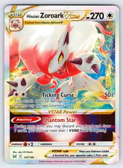 Hisuian Zoroark VSTAR 147/196 2022 Lost Origin Pokemon Card TCG Full Art Holo Nm - Image 1