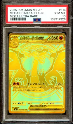 PSA 10 GEM MINT Mega Charizard X Ex 116/080 GOLD ULTRA RARE Pokemon Card 326 - Image 2