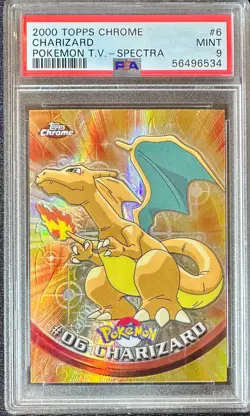 2000 Topps Chrome Pokemon TV Animation Series 1 #6 Charizard SPECTRA PSA 9 Mint - Image 1