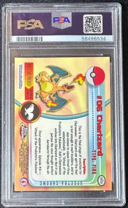 2000 Topps Chrome Pokemon TV Animation Series 1 #6 Charizard SPECTRA PSA 9 Mint - Image 2
