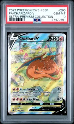 2022 POKEMON SWSH BLACK STAR PROMO #260 FULL ART/CHARIZARD V PSA 10 - Image 1