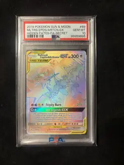 Pokemon Moltres Zapdos Articuno GX Secret Rare Holo 69/68 Hidden Fates PSA 10 - Image 1