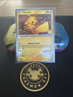 Pokemon Card Pikachu 051 /162 Stamped 2026 Pokemon Day 30 Promo Near Mint + Coin - Image 4