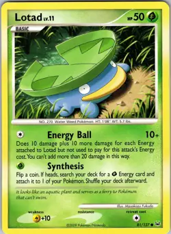 Pokemon TCG Lotad Lv.11 Platinum Base Set 81/127 Regular Common Card NM - Image 1