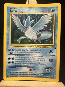 Pokemon ARTICUNO 2/62 UNLIMITED FOSSIL POKEMON (VINTAGE - HOLO RARE, LP+) - Image 1