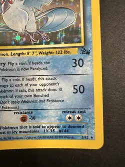 Pokemon ARTICUNO 2/62 UNLIMITED FOSSIL POKEMON (VINTAGE - HOLO RARE, LP+) - Image 5