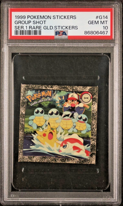 Pokemon Artbox 1999 Sticker Series 1 Group Shot Rare Gold Sticker G14 PSA 10 POP - Image 1