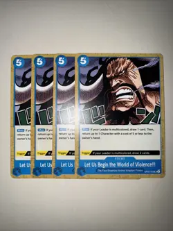 OP05-059 Let Us Begin The World Of Violence!!! X4 Playset Eng One Piece TCG CCG - Image 1