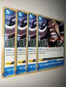 OP05-059 Let Us Begin The World Of Violence!!! X4 Playset Eng One Piece TCG CCG - Image 2
