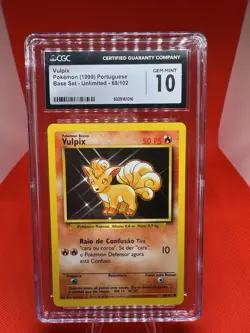 Vulpix Base Set 68/102 -CGC GEM MINT 10- Pokemon TCG 1999 Vintage Portuguese - Image 1