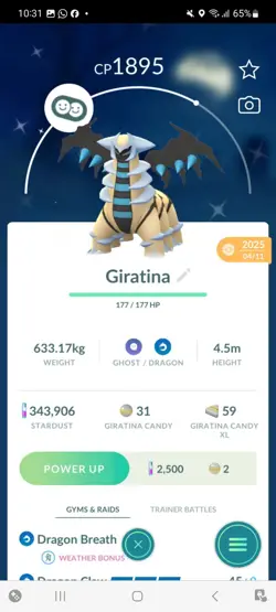 Pokemon Go (Stage 40 ) Shiny Giratina ( 14 Legendary ) - Image 2