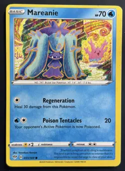 Off Center/ Miscut Error - Mareanie - 051/189 - Common - LP Pokemon TCG - Image 1