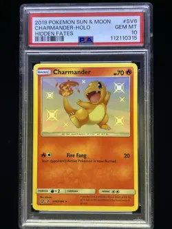 Pokemon Charmander Shiny Sun & Moon Hidden Fates Holo #SV6 PSA 10 - Image 1