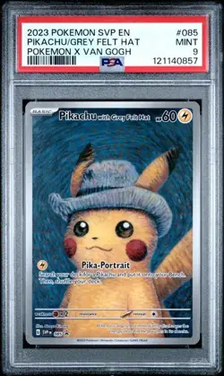 Pokemon Pikachu with Grey Felt Hat Van Gogh Full Art Promo SVP EN 085 PSA 9 Mint - Image 1