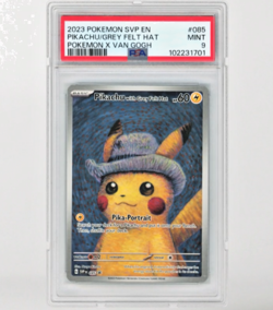 2023 Pokemon x Van Gogh Pikachu with Grey Felt Hat #085 Promo PSA 9 MINT #939 - Image 1