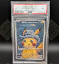 2023 POKEMON SVP EN-SV BLACK STAR PROMO #085 PIKACHU WITH GREY FELT HAT PSA 9 - Image 1