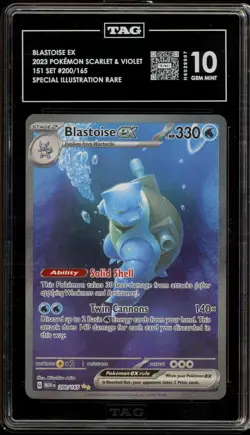 Pokemon Blastoise ex 151 MEW EN Special Illustration Rare #200 TAG 10 Gem Mint - Image 1