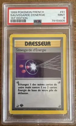 Carte Pokemon FR Set De Base Ed 1 Dresseur Sauvegarde D’energie 81/102 Psa 9 - Image 1