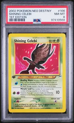 2002 POKEMON NEO DESTINY 1ST ED #106 SHINING CELEBI PSA 8 - Image 1