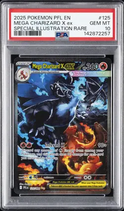 2025 POKEMON PFL EN-PHANTASMAL FLAMES #125 MEGA CHARIZARD X EX PSA 10 - Image 1