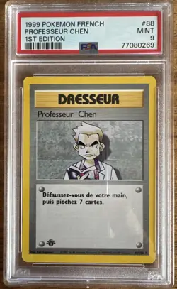 Carte Pokemon FR Wizards Set De Base Edition Ed 1 Professeur Chen 88/102 PSA 9 - Image 1