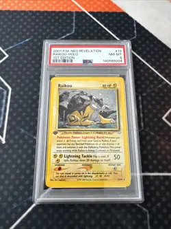 2001 WOTC Pokemon Neo Revelation Raikou Holo Rare 1st Edition #13 PSA 8 NM-MT - Image 2