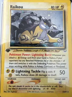 2001 WOTC Pokemon Neo Revelation Raikou Holo Rare 1st Edition #13 PSA 8 NM-MT - Image 4