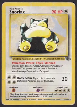 Pokemon Snorlax 27/64 Non-Holo Rare Jungle - Image 1