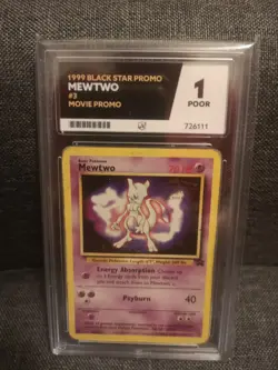 Pokemon TCG Mewtwo #3 Black Star Promo the First Movie 1999 Grade 1 - Image 2