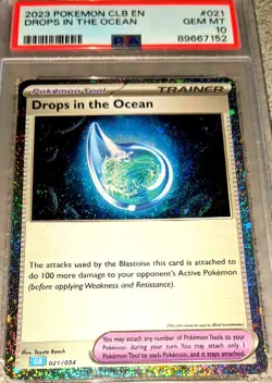 Drops In The Ocean 021/034 CLB Holo Pokemon Trading Card Game Classic PSA 10 - Image 1