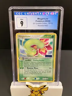2005 Pokemon EX Unseen Forces Meganium Reverse Holo 9/115 CGC 9 Mint not PSA - Image 1