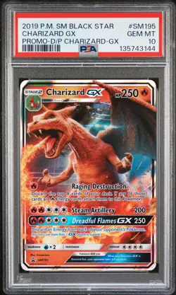 2019 POKEMON SM BLACK STAR PROMO #SM195 CHARIZARD GX PSA 10 - Image 1