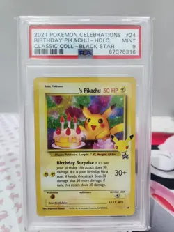 Pokemon TCG - PSA 9 - Birthday Pikachu #24 - Celebrations - Holo Rare - NM/M - Image 1