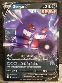 Pokemon Gengar V 156/264 Ultra Rare Holo Swsh08: Fusion Strike TCG Card English - Image 1