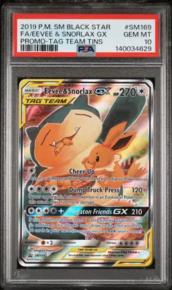 2019 POKEMON SM BLACK STAR PROMO #SM169 FULL ART/EEVEE & SNORLAX GX PSA 10 - Image 1