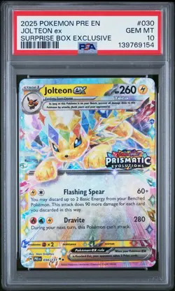 2025 POKEMON PRE EN-PRISMATIC EVOLUTIONS #030 JOLTEON EX PSA 10 - Image 1