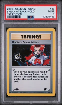 Rocket's Sneak Attack - Holo 1st Edition PSA 9 - New Cert Team Rocket 16 Pokemon - Image 1