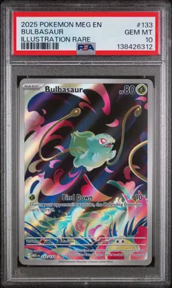 2025 POKEMON MEG EN-MEGA EVOLUTION ILLUSTRATION RARE #133 BULBASAUR PSA 10 - Image 1
