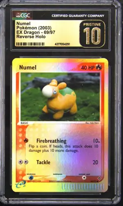 2003 POKEMON EX DRAGON REVERSE HOLO NUMEL CGC 10 - Image 1