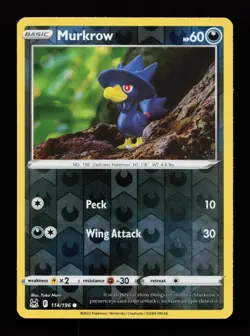 Murkrow 114/196 SWSH11: Lost Origin Reverse Holo Pokemon Card - Image 1