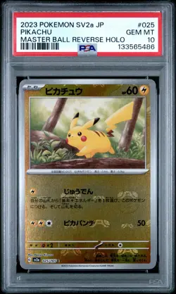 2023 POKEMON JPN SV2A-POKEMON 151 MASTER BALL REVERSE HOLO #025 PIKACHU PSA 10 - Image 1