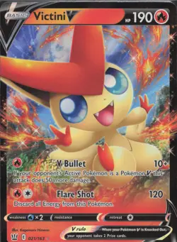 Pokemon TCG - Victini V 021/163 Holo Rare V Battle Styles - 1034 - Image 1