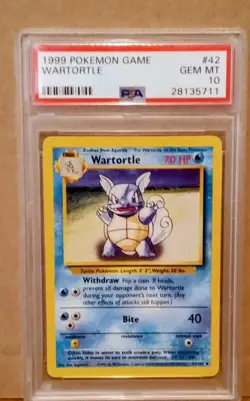1999 Pokemon Base Set Unlimited Wartortle #42 PSA 10 GEM MINT Vintage WoTC Card - Image 1