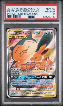 2019 POKEMON SM BLACK STAR PROMO #SM169 FULL ART/EEVEE & SNORLAX GX PSA 10 - Image 1