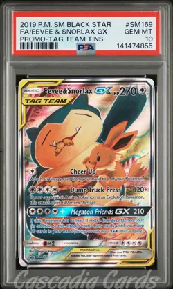 PSA 10 Eevee & Snorlax GX Full Alt Art SM169 Promo Pokemon - Image 1