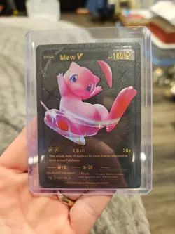 Mew V Premium Black Foil Fan Art Vinyl Textured Collector Pokemon Card - Image 1