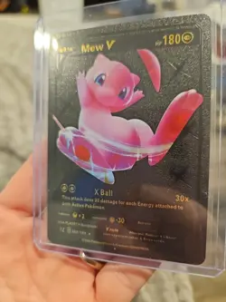 Mew V Premium Black Foil Fan Art Vinyl Textured Collector Pokemon Card - Image 2