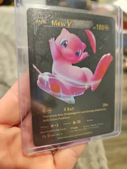 Mew V Premium Black Foil Fan Art Vinyl Textured Collector Pokemon Card - Image 3