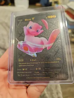 Mew V Premium Black Foil Fan Art Vinyl Textured Collector Pokemon Card - Image 4