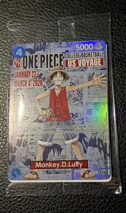 Monkey D Luffy (College Basketball US Voyage) One Piece Promotion Card Sealed - Image 1